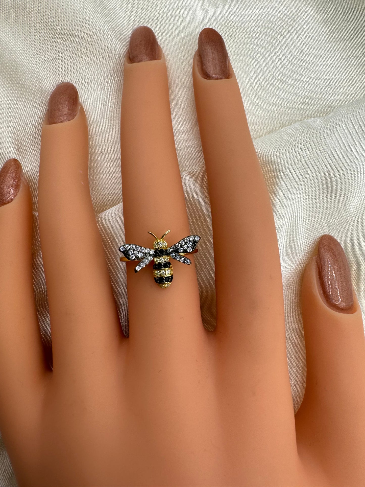 Gold Plated Bumblebee Ring CZ