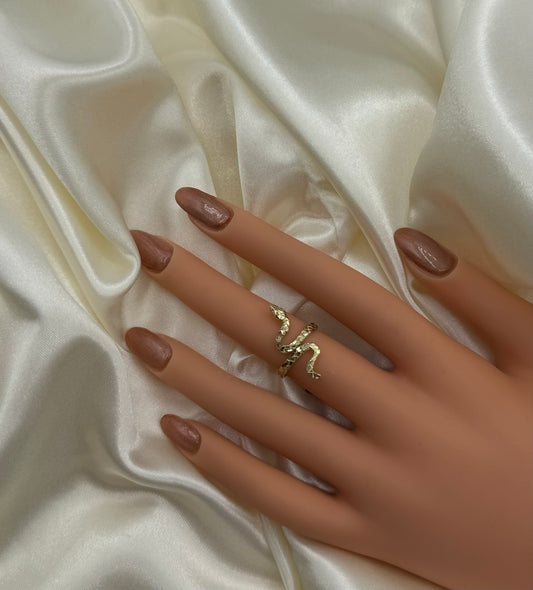 14k Gold Snake Ring CZ