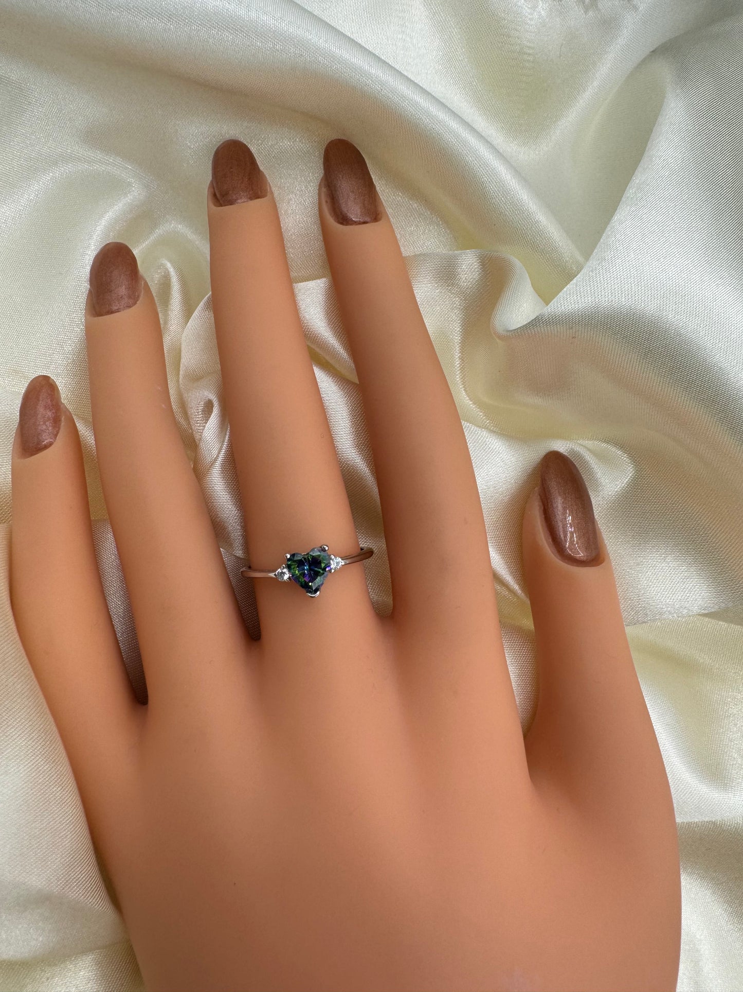 Mystic Topaz Medium Heart Ring CZ