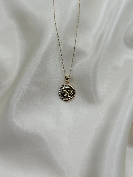 14k Gold Sun And Moon Necklace