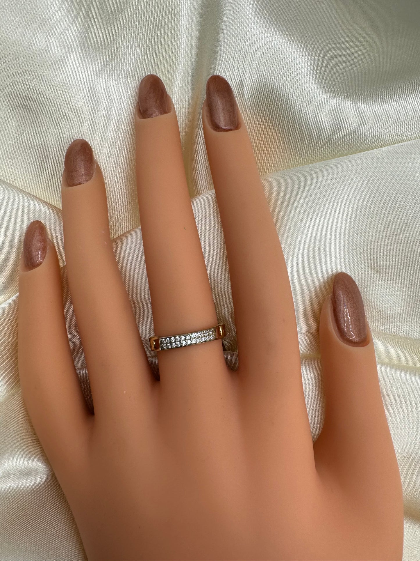 14k Gold Band Ring CZ
