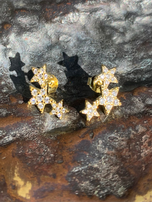Three Star gold plated Earrings