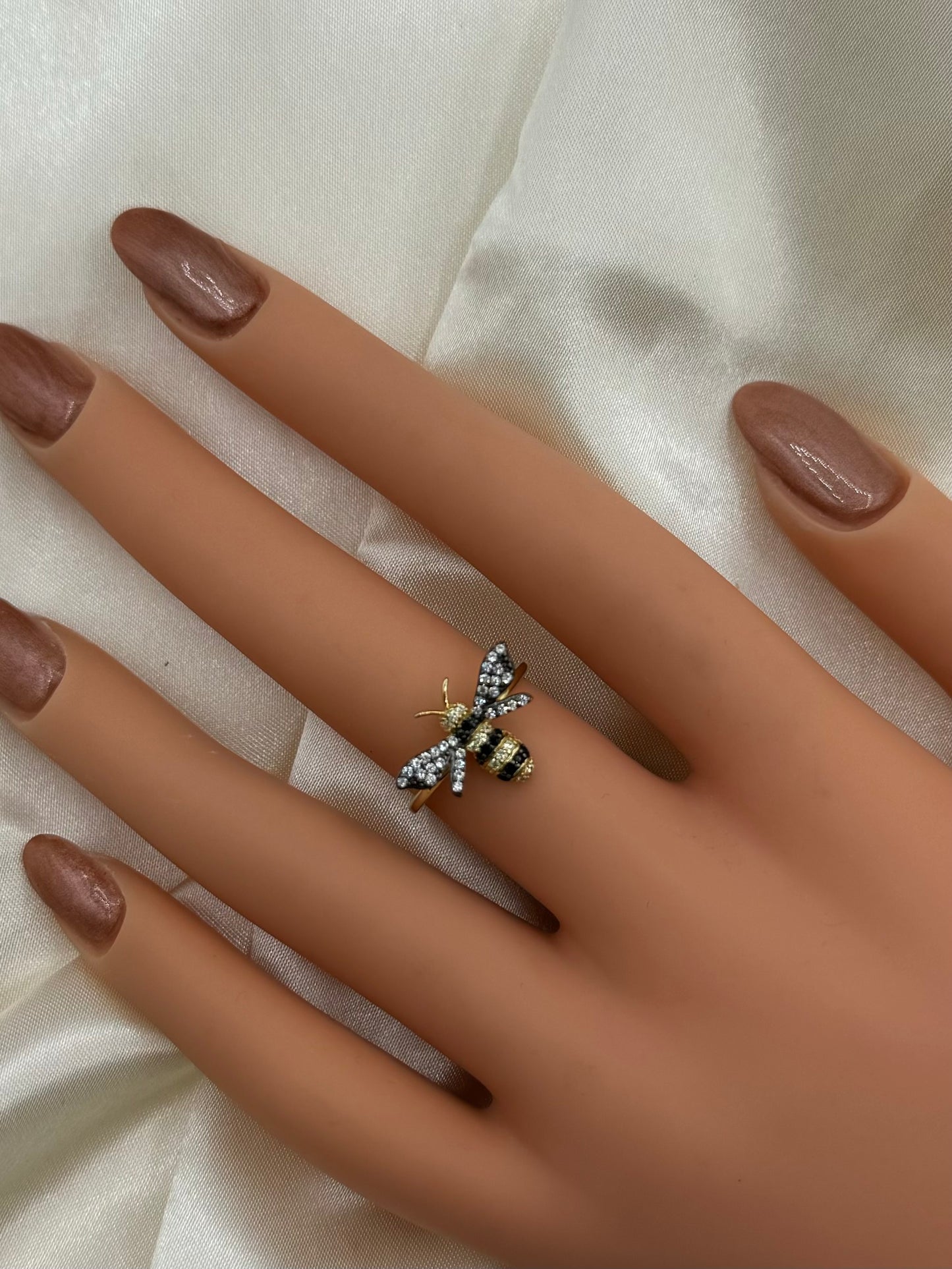 Gold Plated Bumblebee Ring CZ