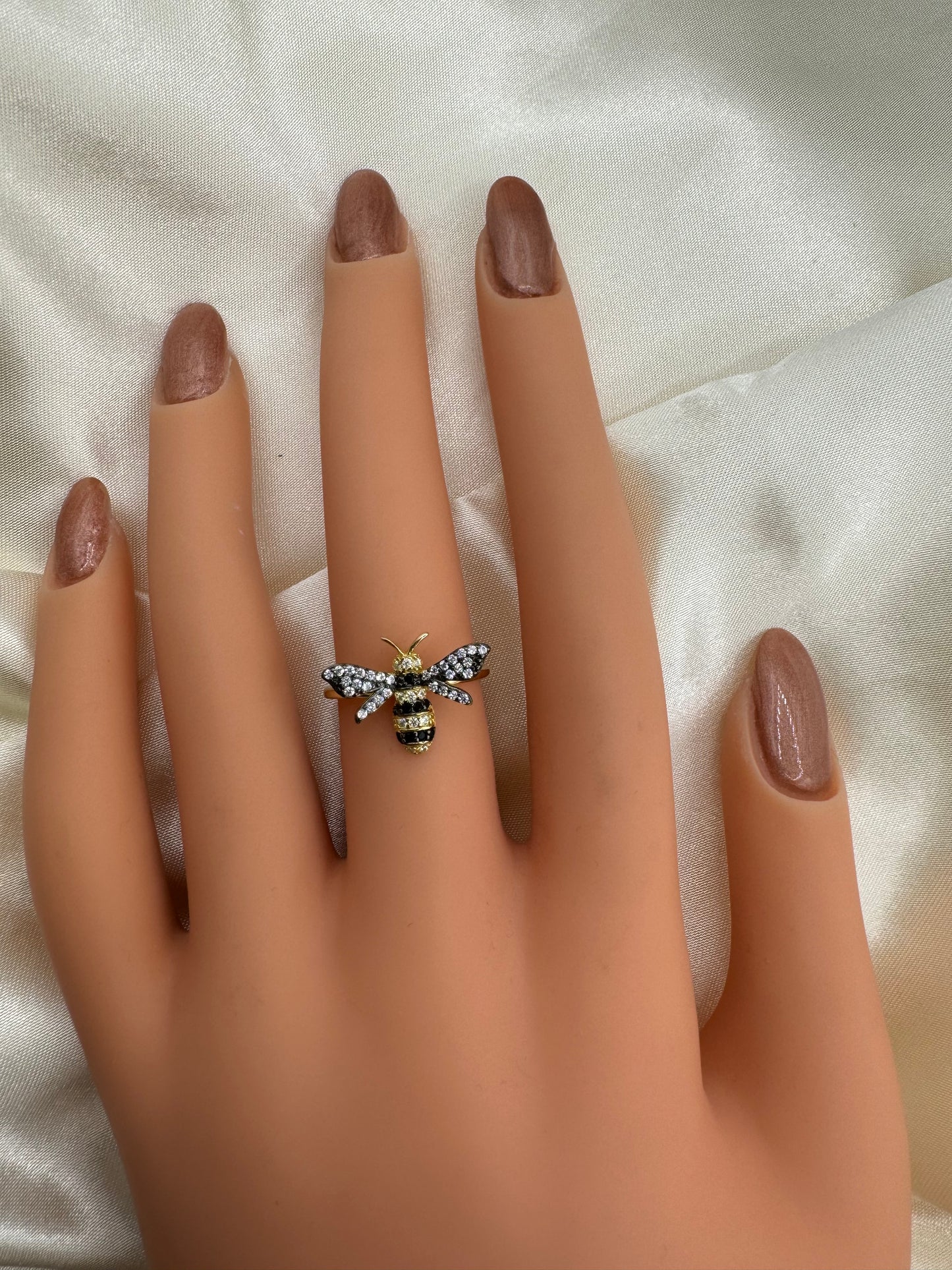 Gold Plated Bumblebee Ring CZ