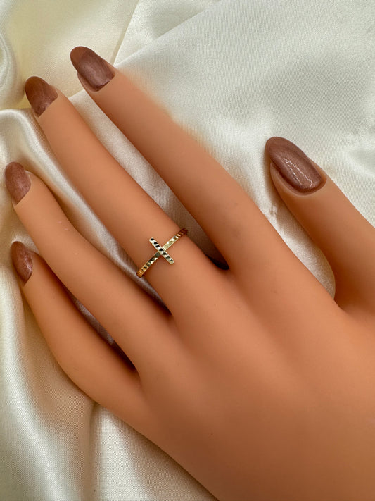 14k Gold Cross Ring