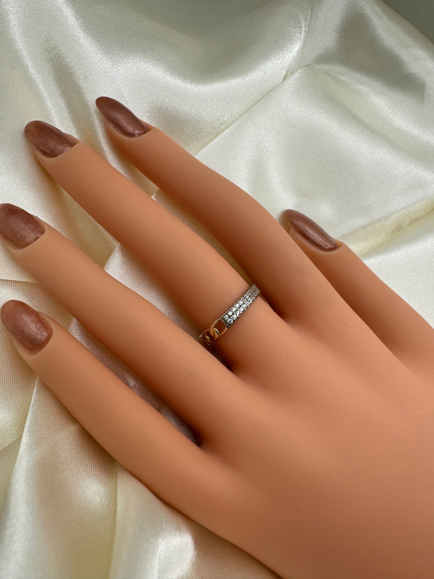 14k Gold Band Ring CZ