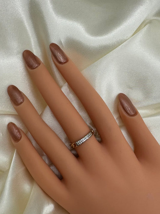 14k Gold Band Ring CZ
