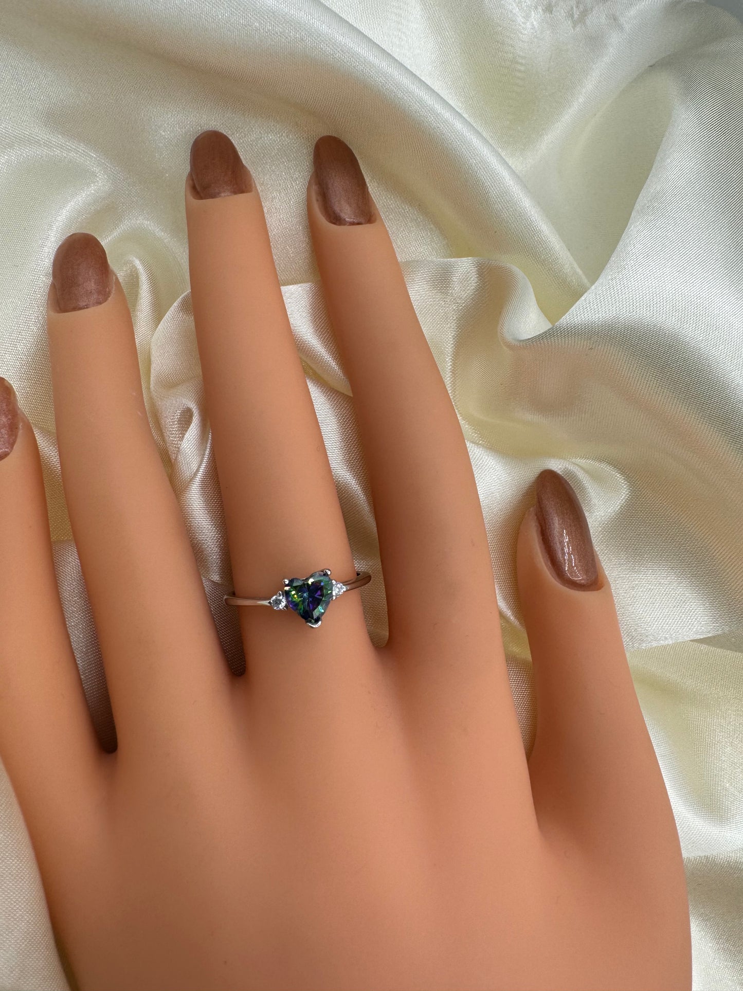 Mystic Topaz Medium Heart Ring CZ