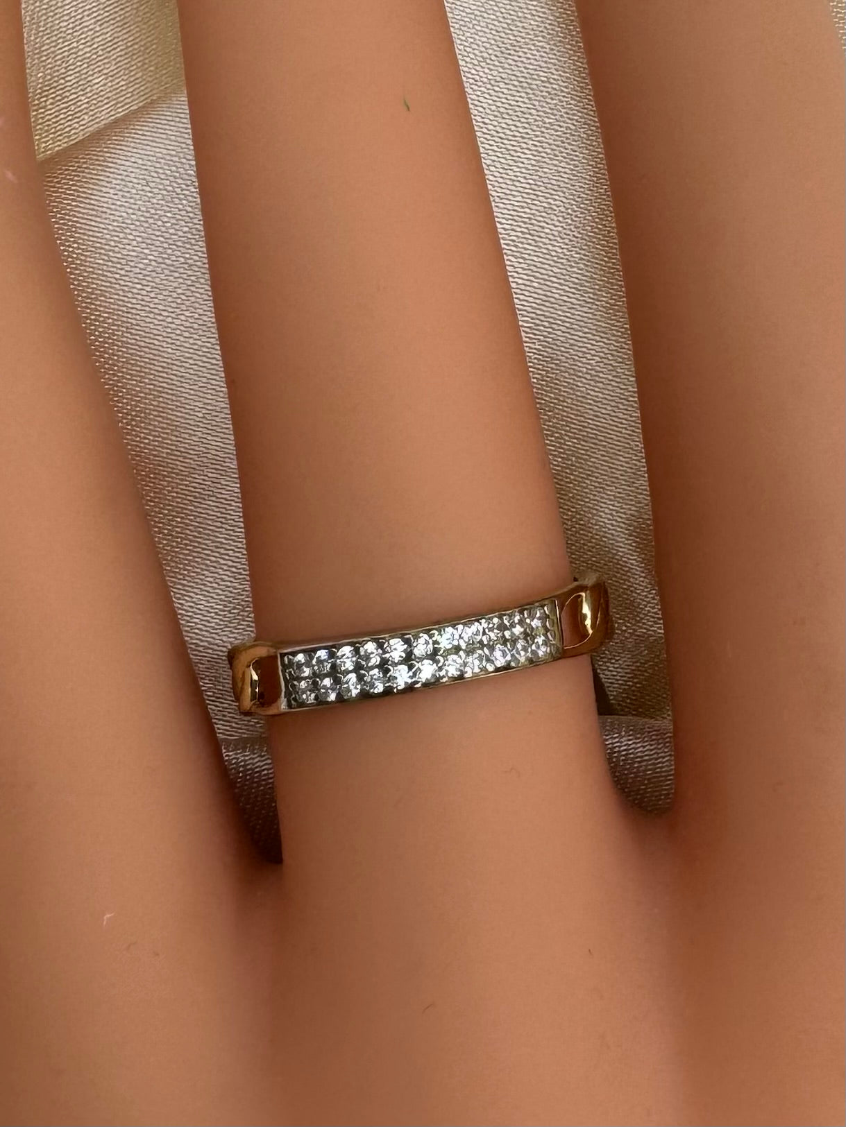 14k Gold Band Ring CZ