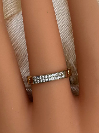 14k Gold Band Ring CZ