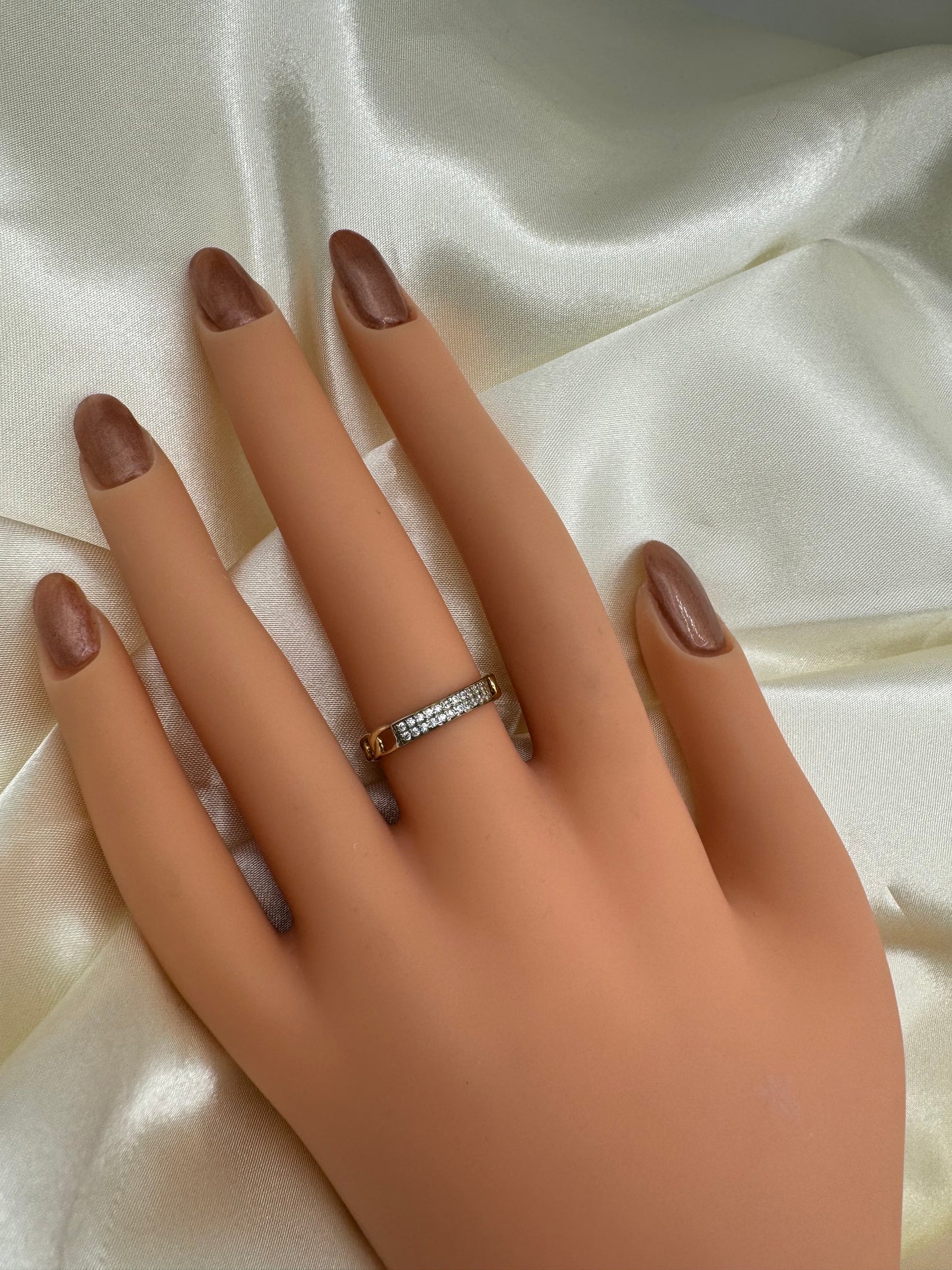 14k Gold Band Ring CZ