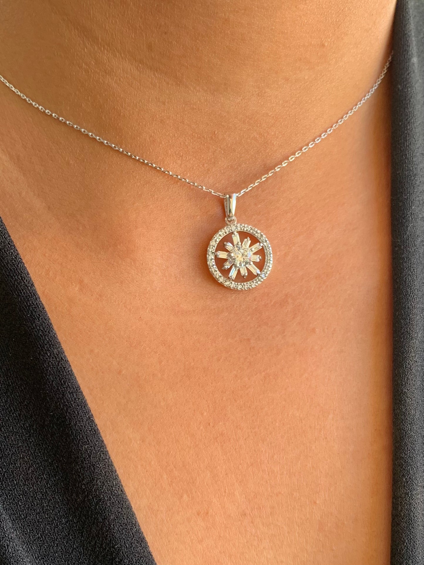 Cz round necklace